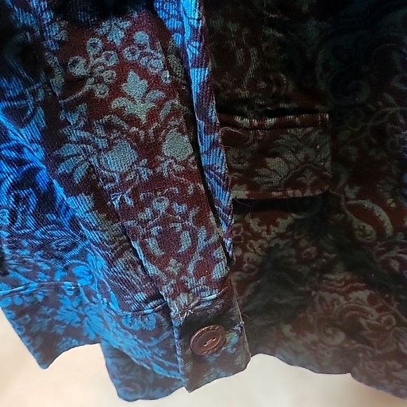 Denim & Co. Blue Corduroy Floral Print Jacket 3X Like New! - Picture 5 of 7
